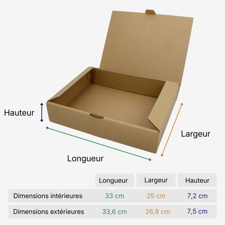 Boîtes carton emballage 33 x 25 cm